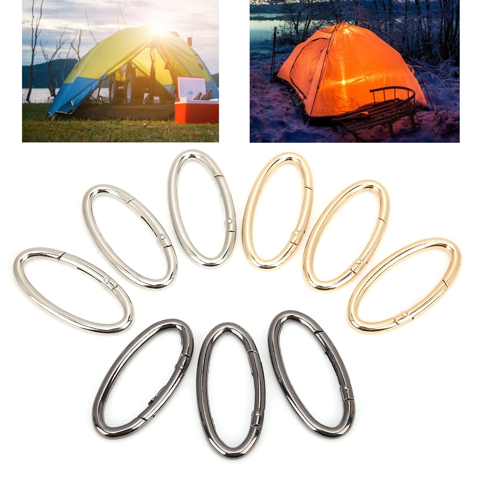 9Pcs Spring Snap Clips Molla Rotonda O Ring Anelli Ovali Moschettone Ovale Clip a Scatto per Gioielli da Borsa e Fai da Te(#3)