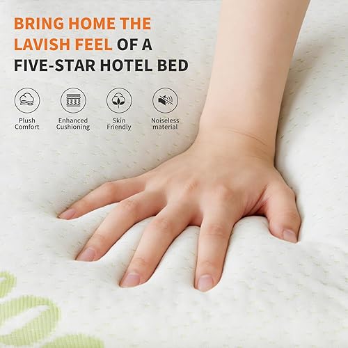 Vista 3 de DUMOS Cubrecolchón ultra suave, viscosa derivada del bambú, almohadilla gruesa con bolsillos profundos, cubrecolchón suave para aliviar el dolor