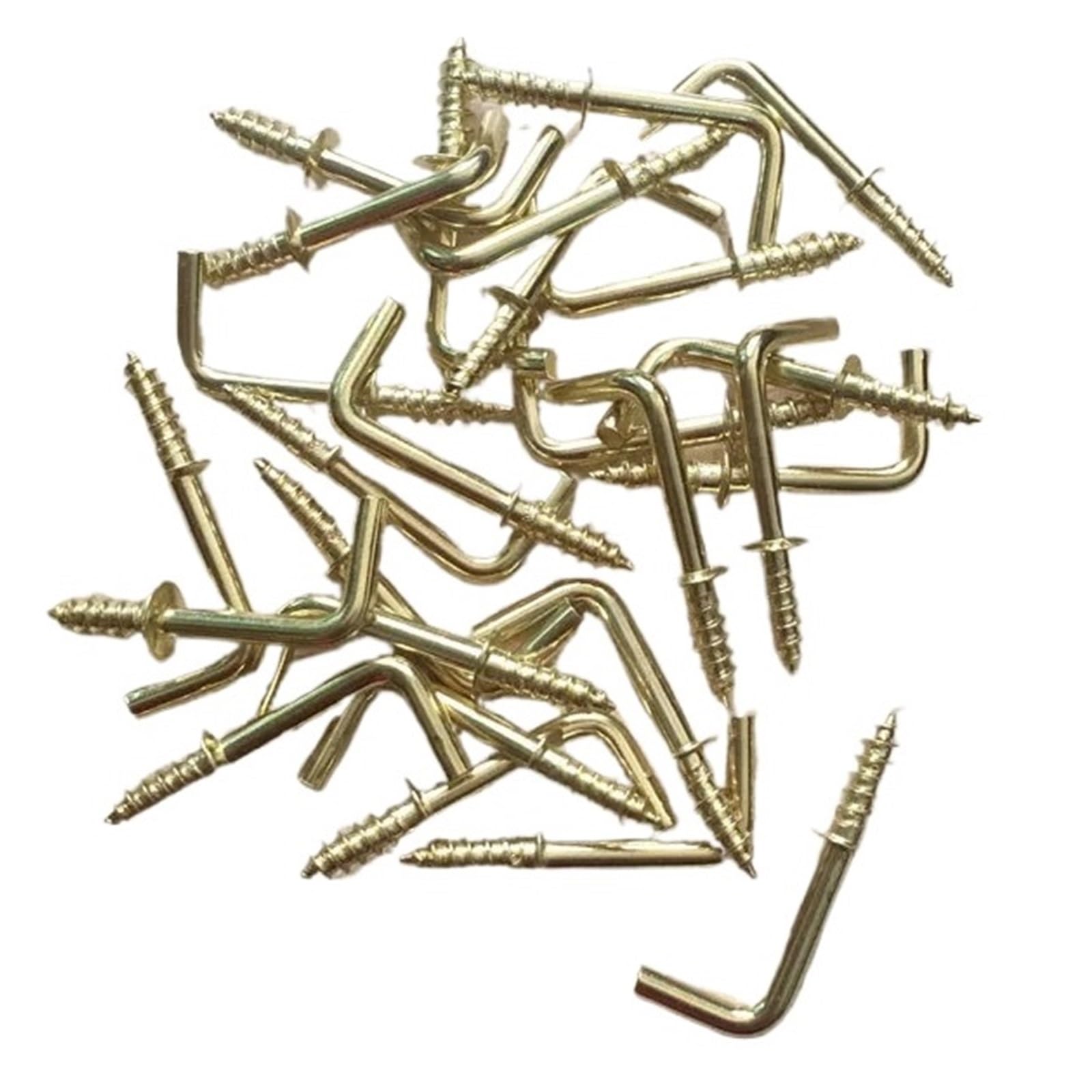 CHATROOM Gelber rechtwinkliger Schraubhaken, Eisenhaken, Haken im 7er-Stil, L-Stil, Schafösenhaken, Schrauben for Rahmenzubehör, 100 Stück(38X12mm)