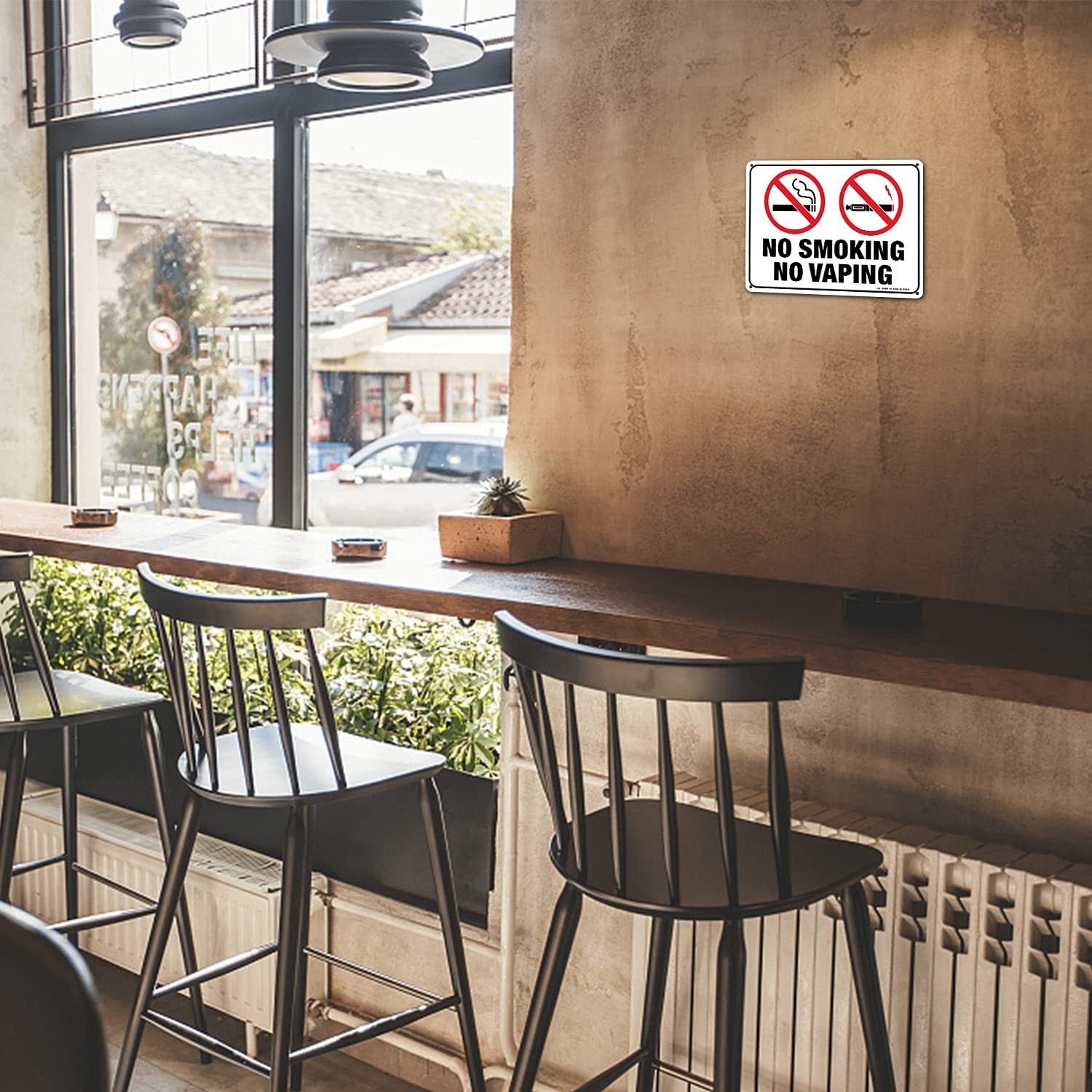 Lot De 2 Panneaux « No Smoking No Vaping » – 25,4 X 17,8 Cm – Aluminium .040 Antirouille – Protection Contre Les UV, Imperméable, Résistant Aux Intempéries Et à La Décoloration