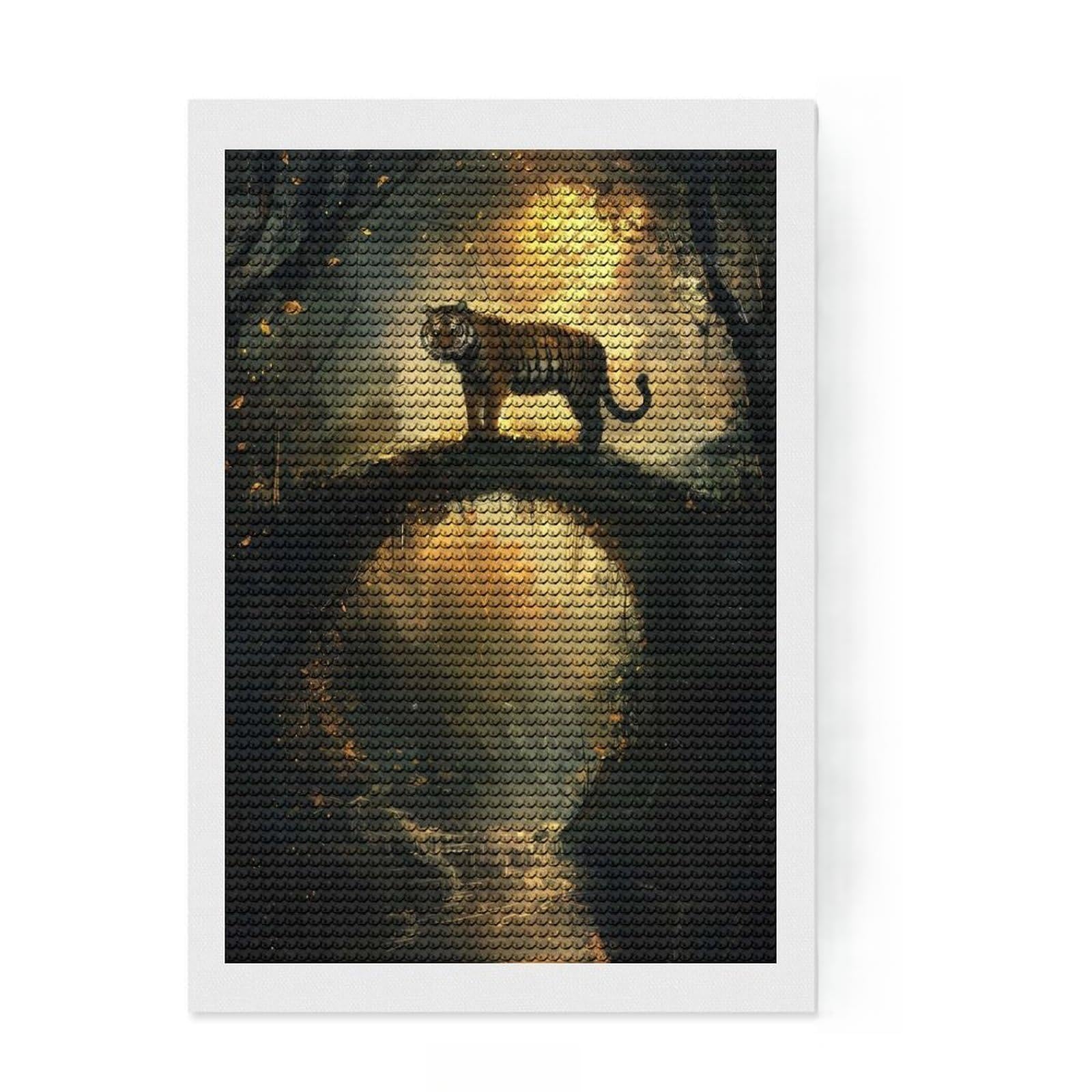 Junmoney Tiger on A Bridge Full Drill Diamond Painting Kit 8"x12", Office Decor, for Beginners, Full Kit Included, Christmas Gift