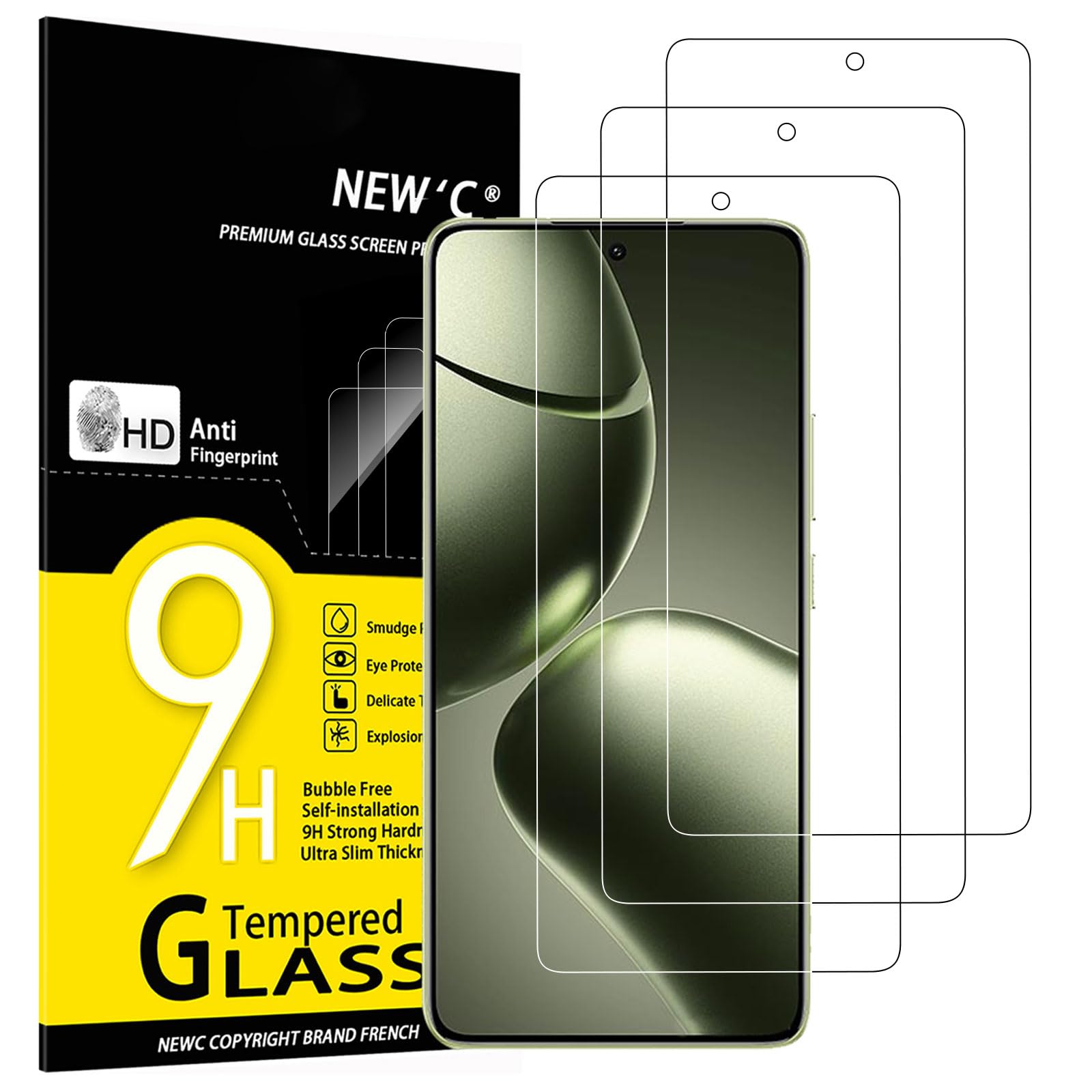 NEW'C 3 Stück für Xiaomi 14T, 14T Pro für Panzerglas, Frei von Kratzern, 9H Härte, HD Displayschutzfolie, 0.33mm Ultra-klar, Ultrabeständig