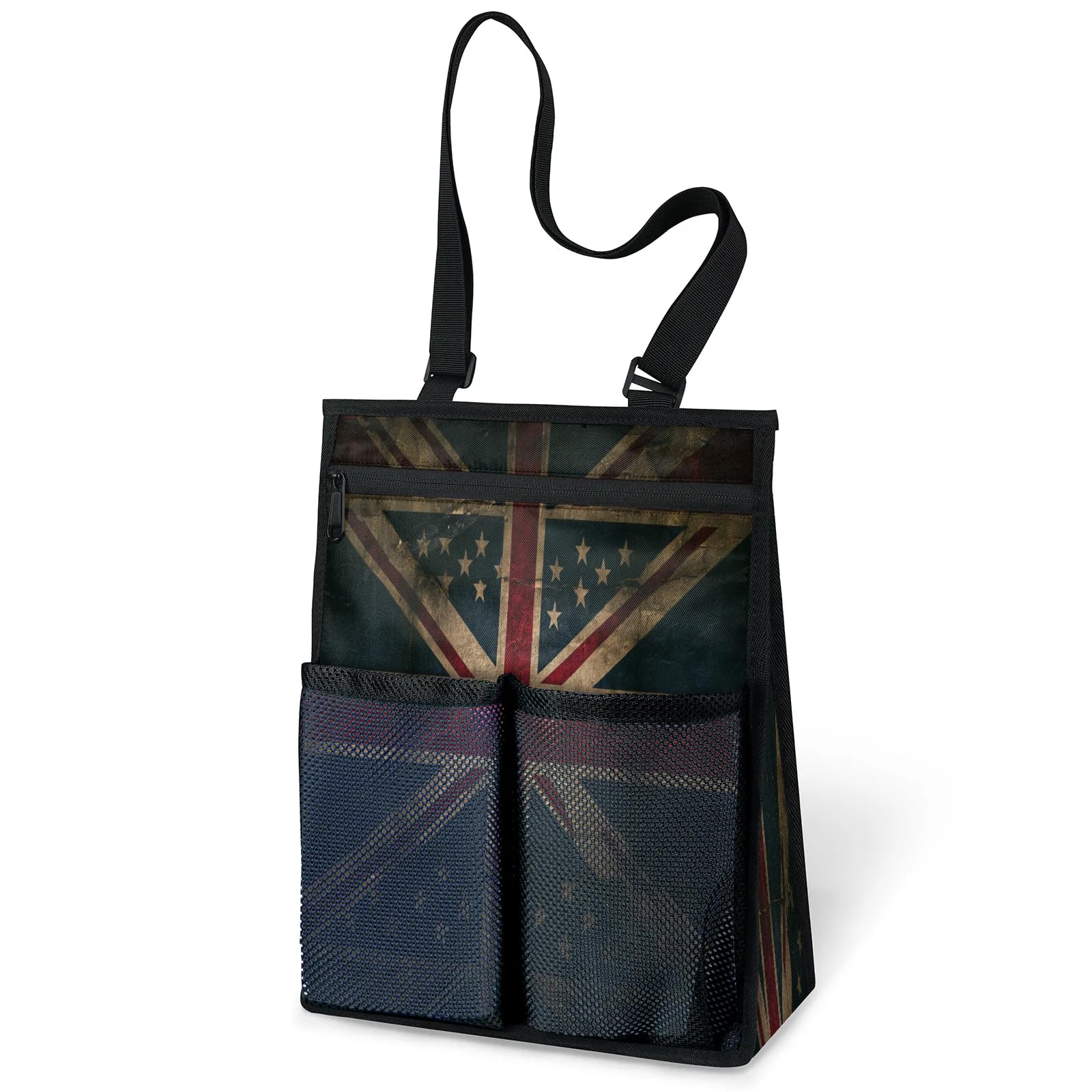 Ourtheme American British Flags Portable Shower Bag for Travel Gym Camp Beach Tote Shower Caddy Bags Hanging Toiletry