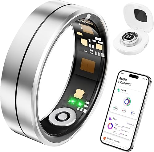 Vista 8 de Fvtga Anillo inteligente para mujeres y hombres, rastreador de salud de fitness con monitoreo del sueño, frecuencia cardíaca y seguimiento