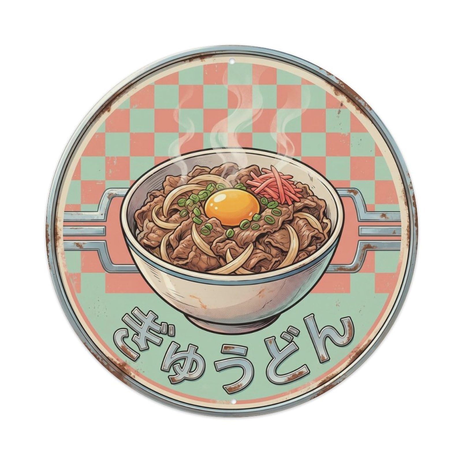 Cxhjca 8X8inch(20X20cm) Gyudon Japanese Donburi Meal Classic Diner Comfort Metal Tin Sign
