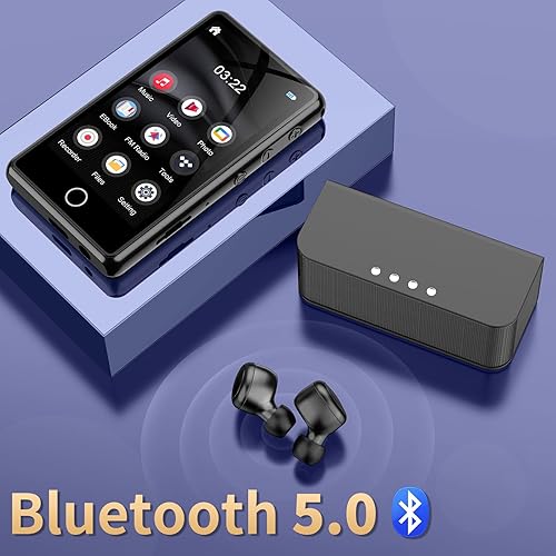 Miniatura 5 de Reproductor de MP3 para niños, reproductor MP3 Bluetooth de 80 GB, reproductor de música digital portátil HiFi Sound Formato de video completo,
