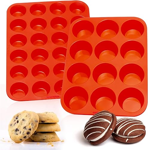 Moldes de silicona Texas para magdalenas y magdalenas, 12 tazas regulares, juego de 2, uso profesional