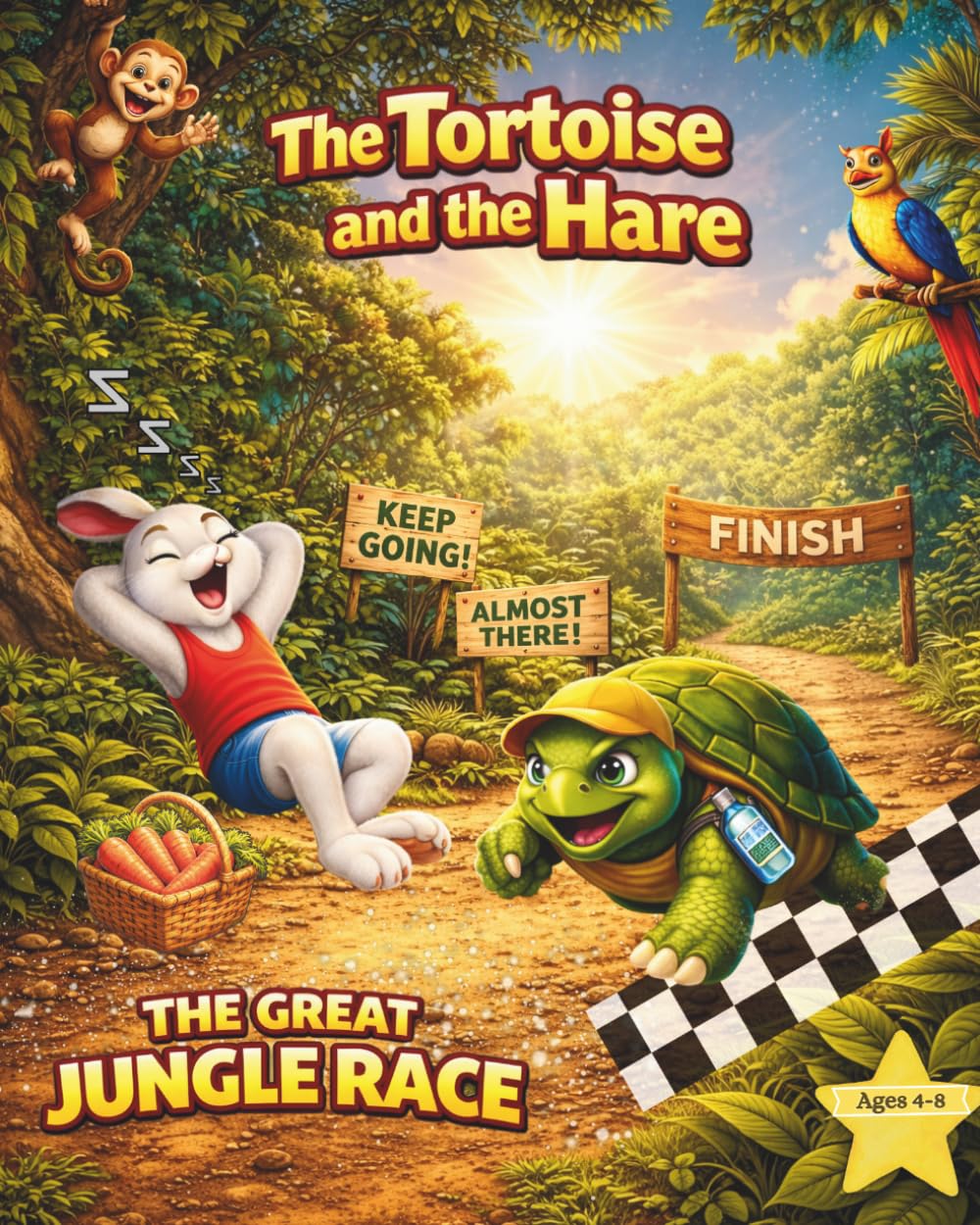 The Tortoise and the Hare: Fun Jungle Story for Kids (Moral Story Book with Pictures): Slow and Steady Wins the Race: A Fun Animal Story for Kids