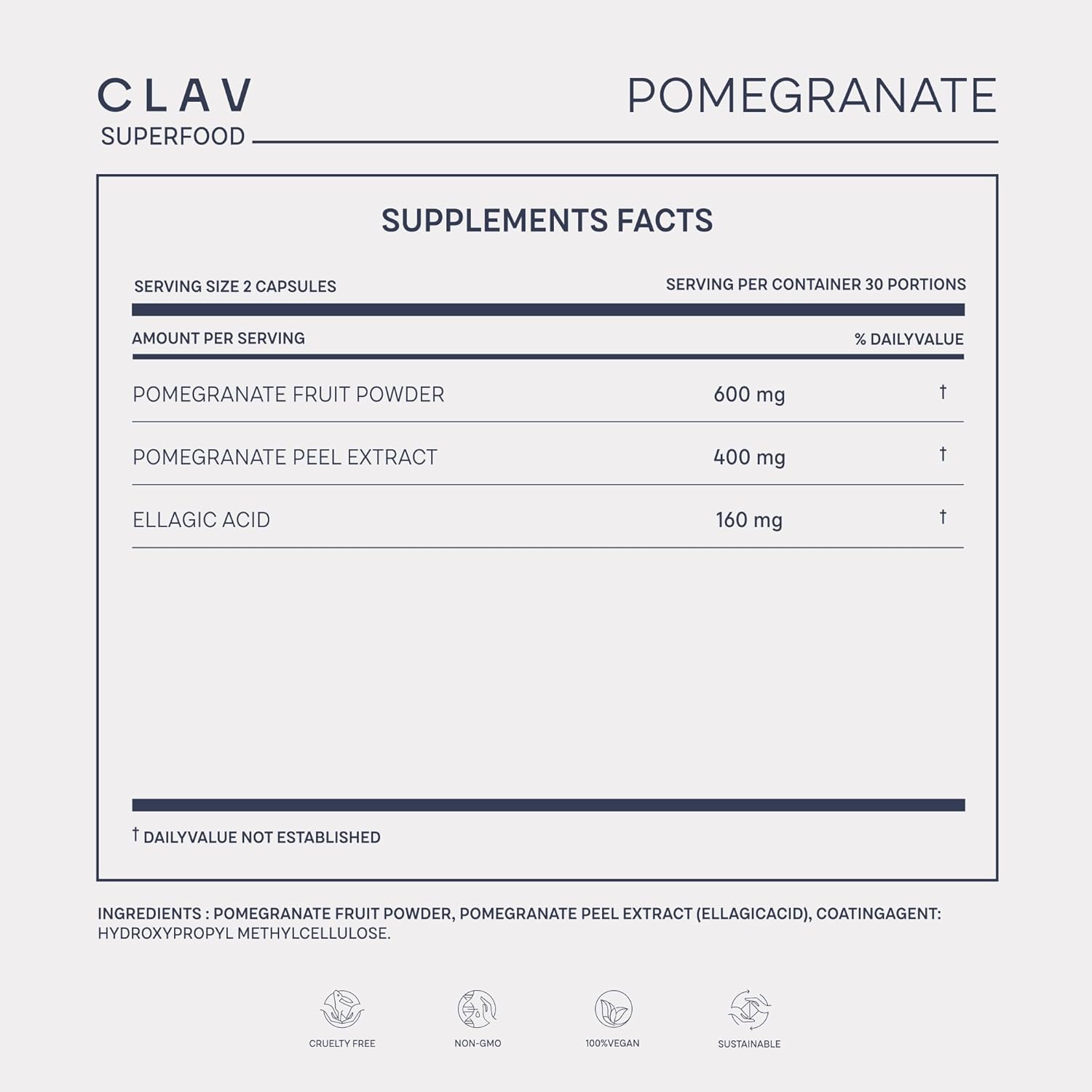 CLAV Pomegranate Extract - 1000mg Daily Dose - 40% Ellagic Acid - Vegan Pomegranate Supplement - Heart & Joint Support - 60 Capsules - Made in Germany - Image 8