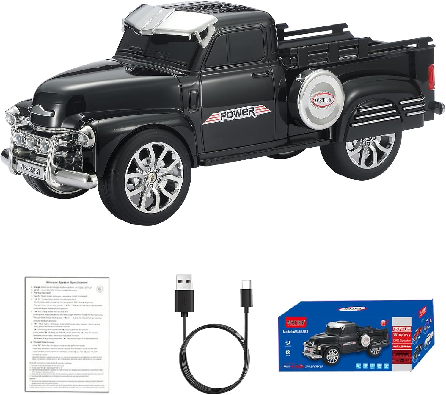 WSTER WS-558 Black Pickup Truck Bluetooth Speaker