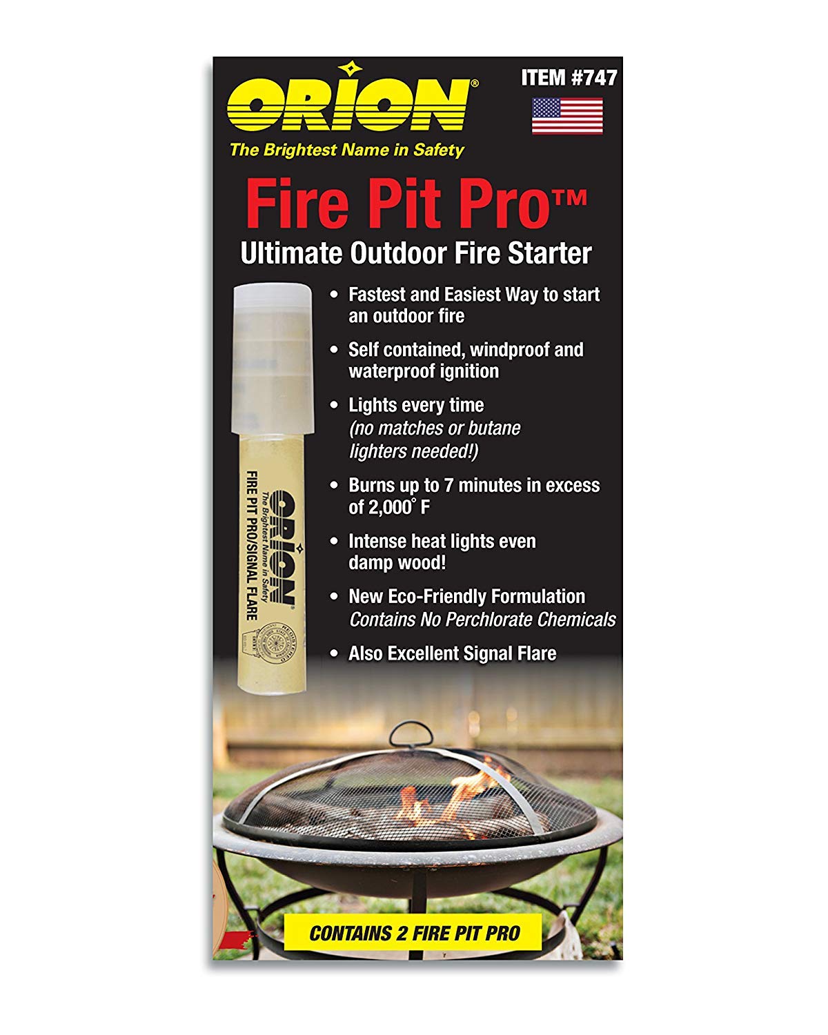 Safety - Fire Pit Pro - Fire Starter for Campfires, Bonfires & Fire Pits - Ignites Damp Wood & Burns up to 7 Minutes - Eco-Friendly - Self-Contained, Waterproof & Windproof Ignition