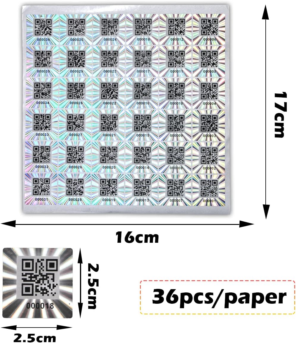 300pcs Hologram QR Code Labels, Tamper-evident Security Seal Sticker,Warranty Void Tamper Proof Labels with Unique Sequential Serial Numbering(1x1inch) - Image 3