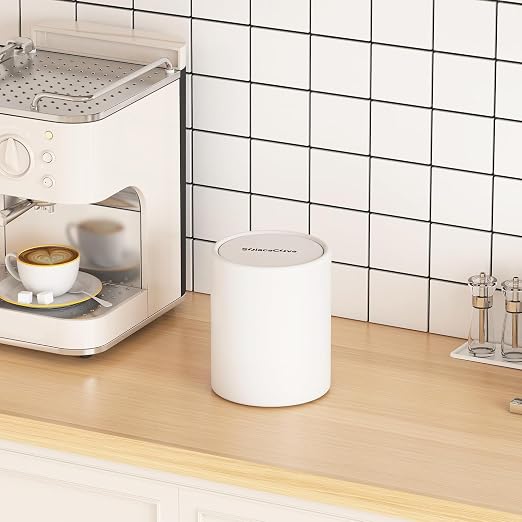 Mini caneca de basura para escritorio con tapa blanca miniatura 3