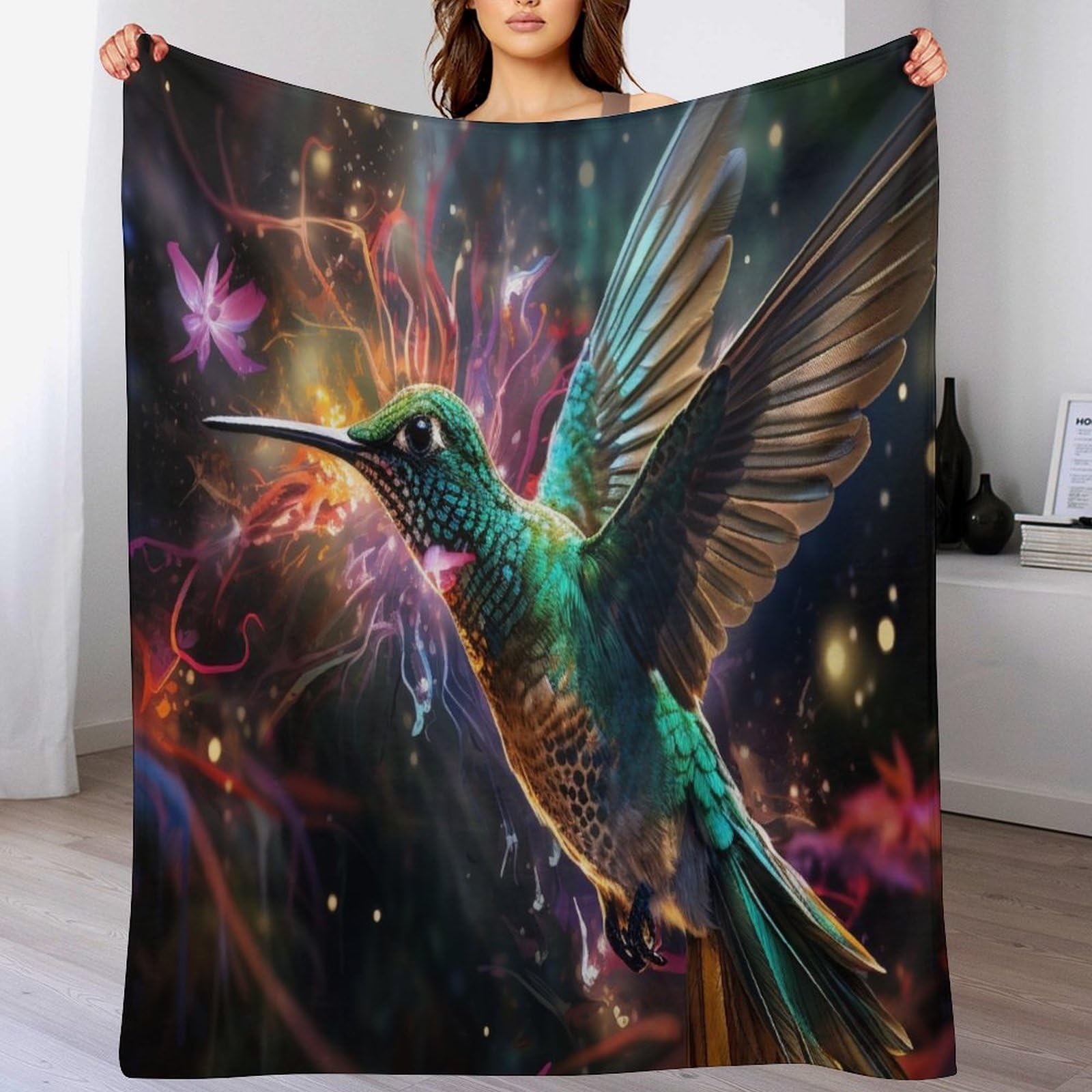 Couverture polaire oiseau : plaid flannel doux pour canapé qui ne bouloche pas