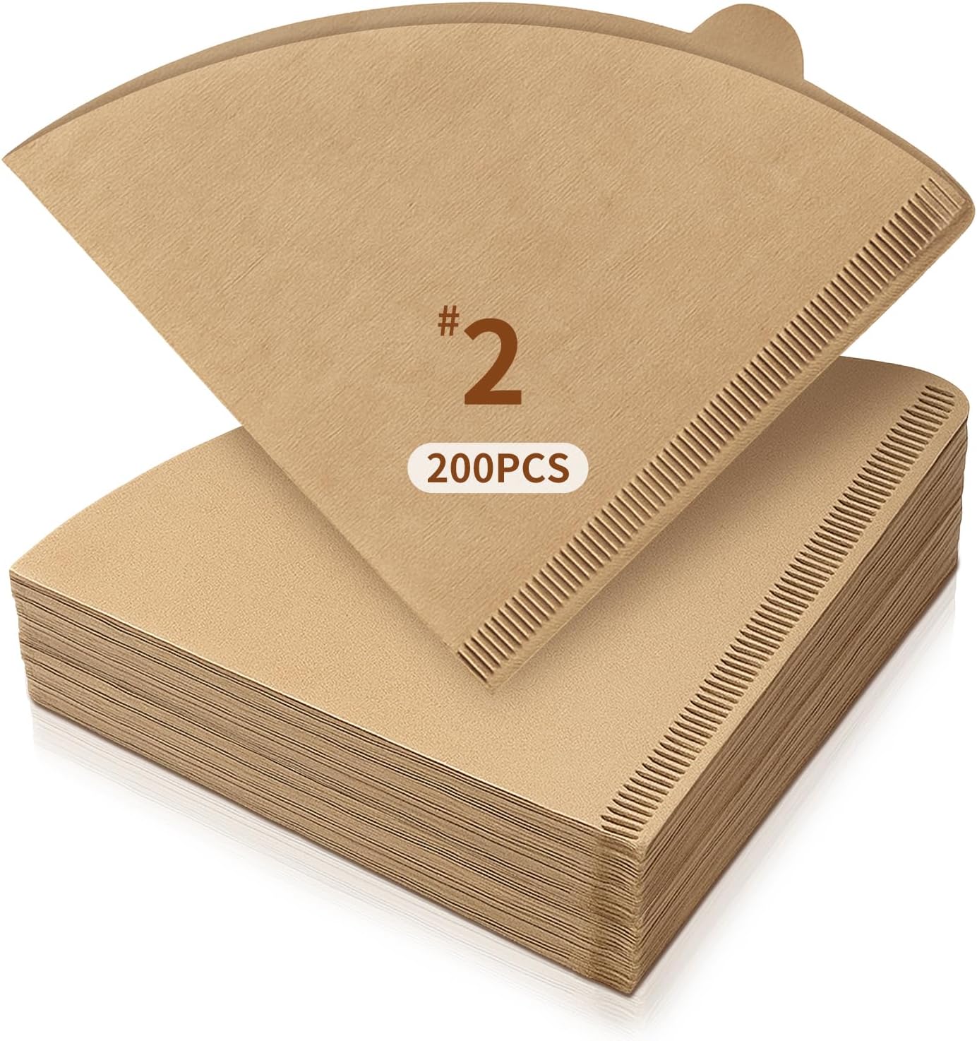 200 Count Cone Coffee Filters, Coffee Filters #2 Disposable, V60 Natural Unbleached Cone Paper Filter for Pour Over and Drip Coffee Maker, Suitable for Home Coffee Shop (2-4 Cup)
