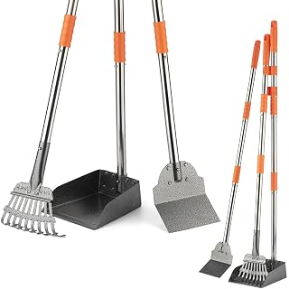 TIMINGILA Pooper Scooper Dog Pooper Scooper Long Handle Stainless Metal Tray Rake Spade Set for Large Medium Small Dogs Easy to Clean Pet Waste Use for Yard, Grass, Dirt or Gravel - Pet Supplies - Amazon product rated Grade B
