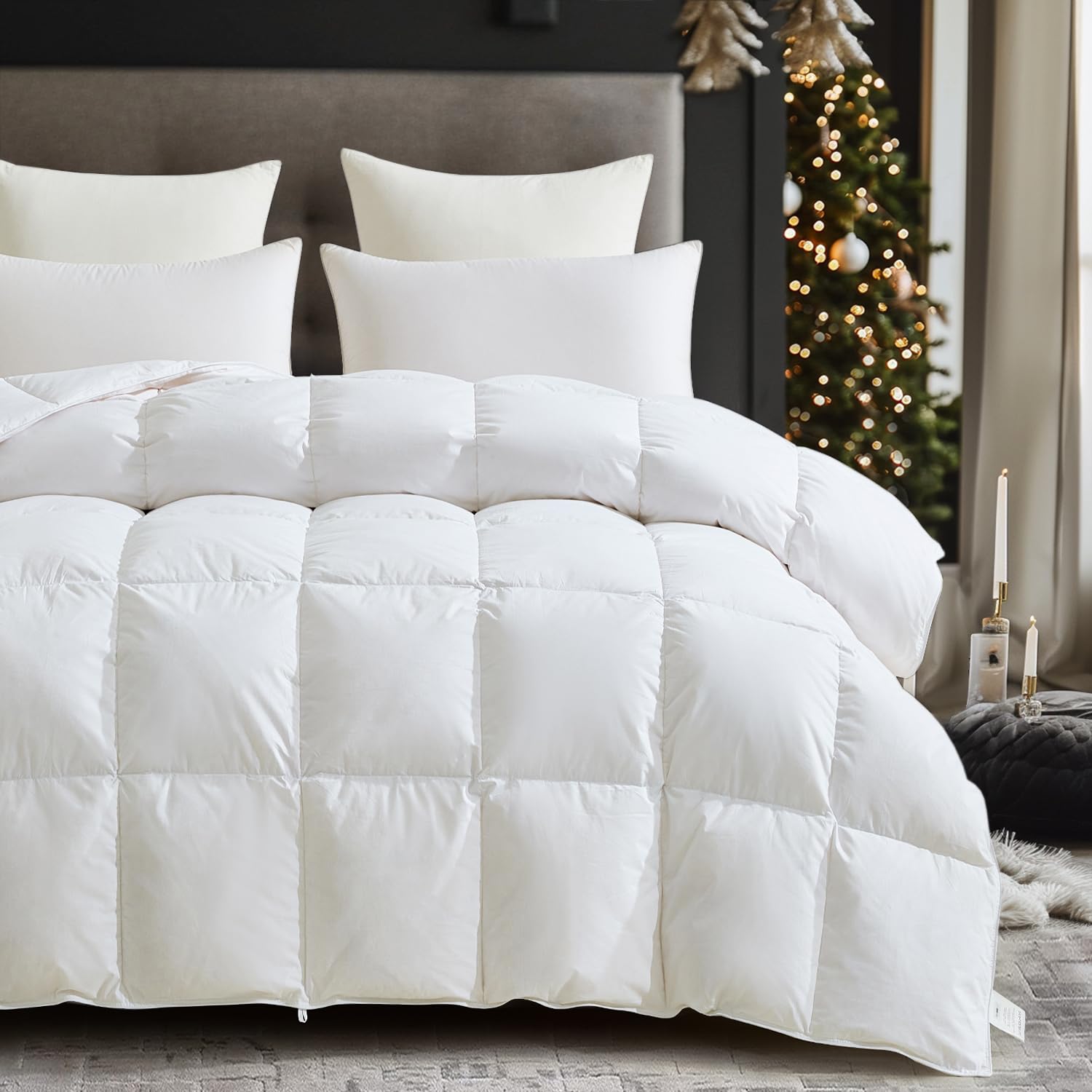 Degrees of Comfort Edredón de Plumas 220x240cm 90% plumón 10% Plumas Edredón para Todo el año, Funda 100% algodón, Apto para Personas alérgicas, Estándar Oeko-Tex 100