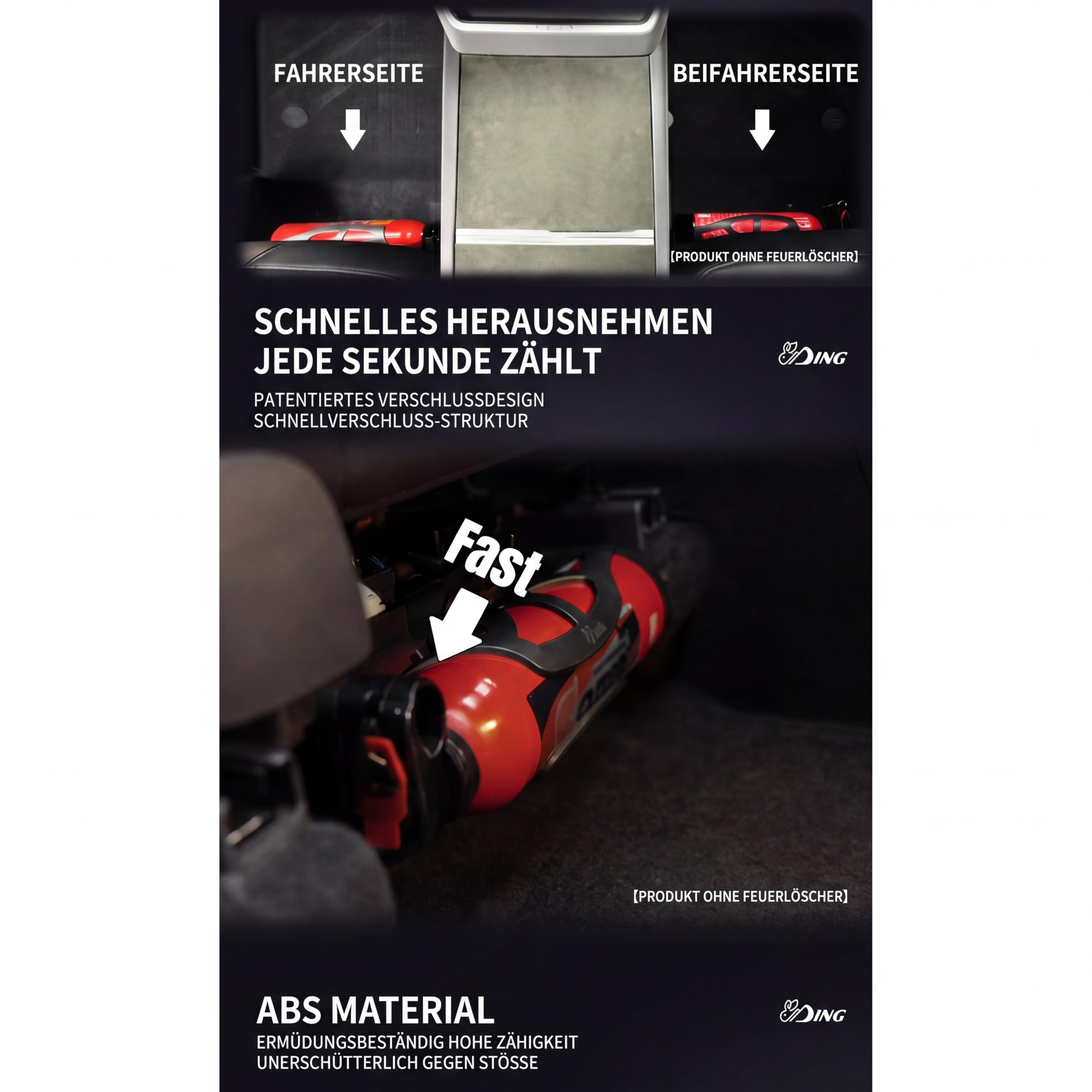 OHAANYY Support Extincteur Voiture pour Modèle Y, Fixation Siège ABS | OHAANYY Support Extincteur Voiture pour Modèle Y, Fixation Siège ABS