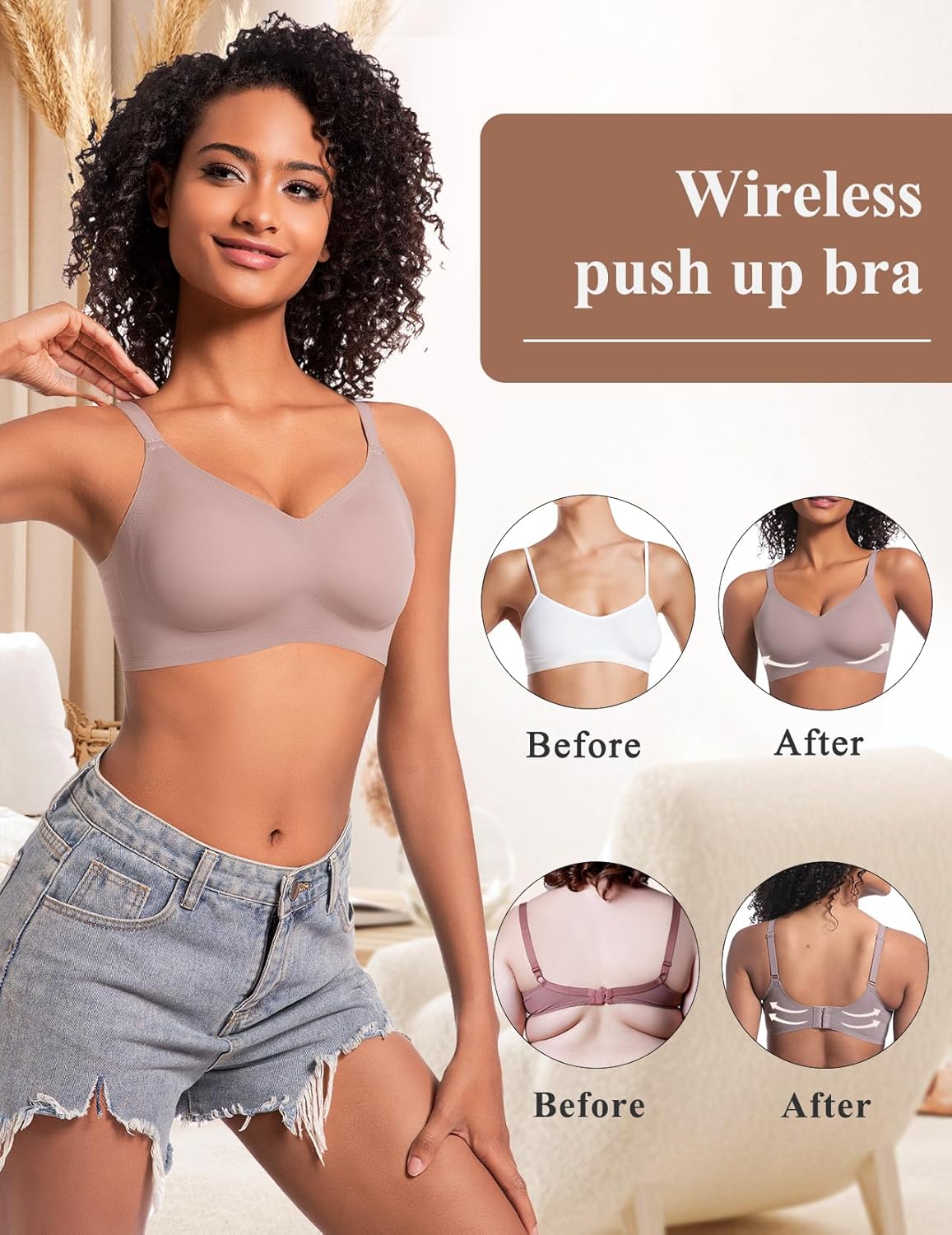 Eleplus 3 Pieces Women's Seamless Wireless Jelly Bras Comfortable Padded T-Shirt Push Up Bralettes Pack - Image 4