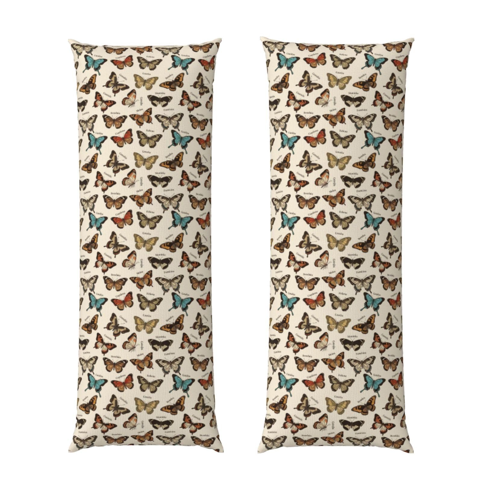 Body Pillow Cover 20x60 Butterflies Realistic Butterfly, Premium Velvet Long Pillowcase with Hidden Zipper, Breathableffy Rectangular Case for Bedroom Home