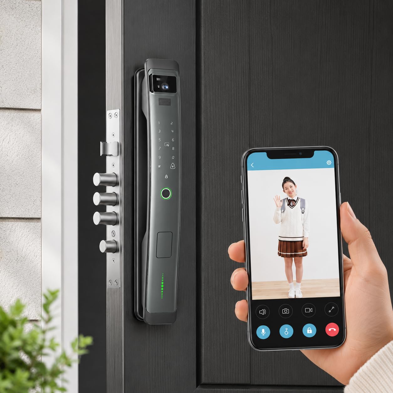 Serrure de porte intelligente avec reconnaissance faciale 3D, empreintes