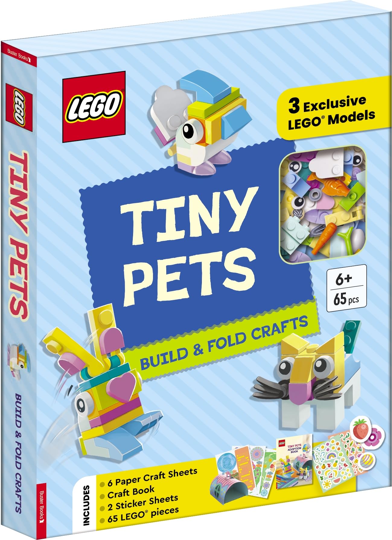 LEGO® Books. Tiny Pets: Build and Fold Crafts (with 3 exclusive models, 65 pieces, craft book, craft sheets and stickers) (LEGO® Tiny Pets Play Box)
