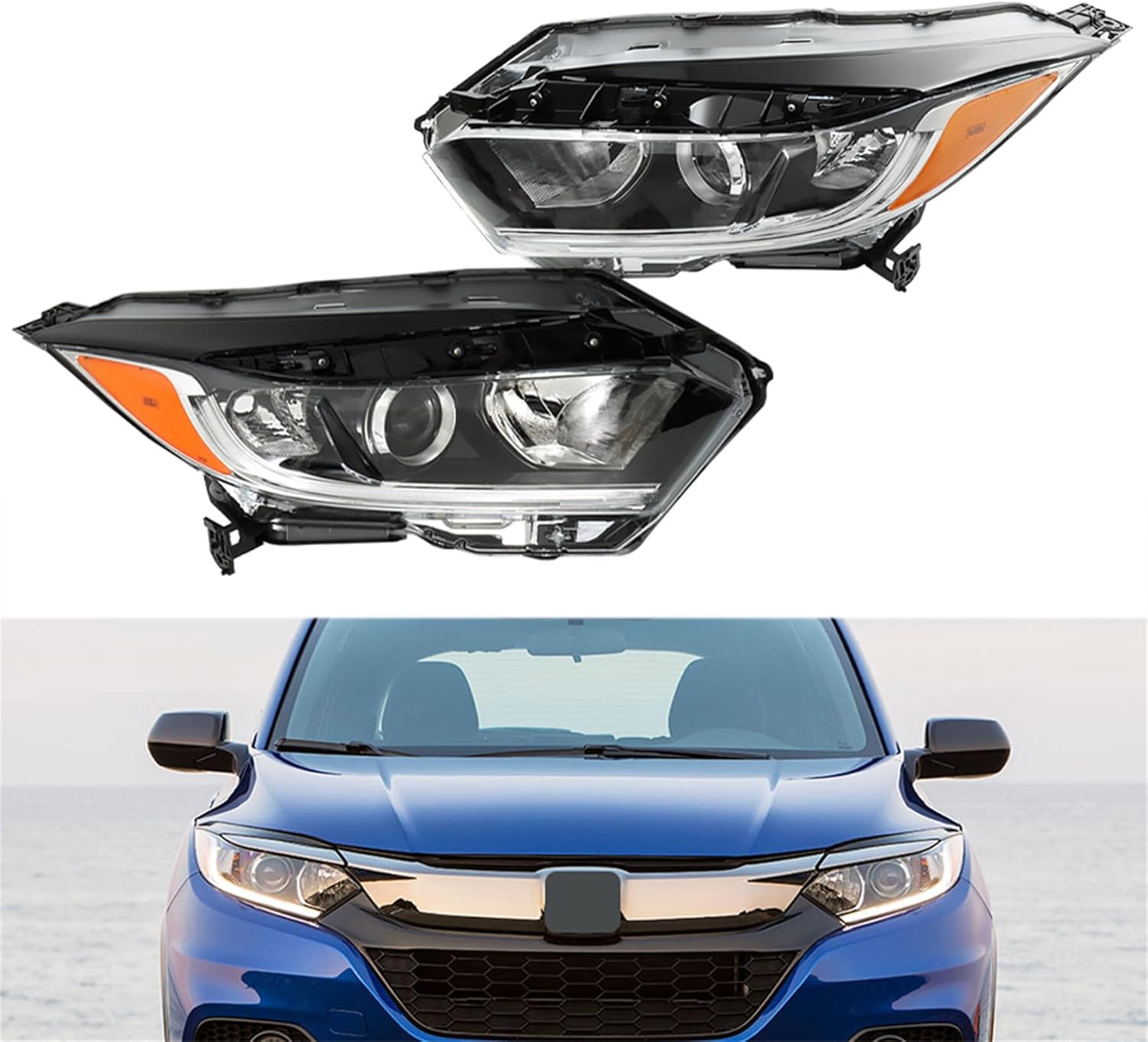 GXYWADY Headlight Assembly Pair Replacement for Honda HRV HR-V 2019-2021 Driver Side and Passenger Side Front Headlight Assembly 33150-T7A-A31 33100-T7A-A31