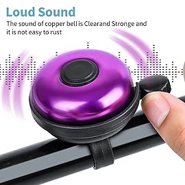 Xthuge Classic Bike Bell, Aluminum Bicycle Bell, Loud Crisp Clear Sound Bicycle Bike Bell for Adults Kids(Purple-Right Hand Use)