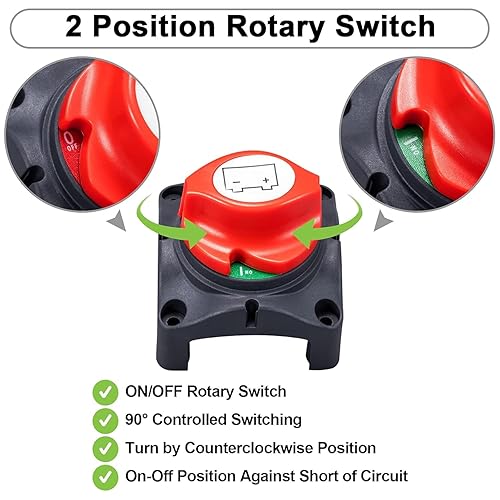 Miniatura 9 de Spurtar Interruptor de desconexión de batería de 1-2 ambos interruptor de batería marina principal CC de 12V-48 V corte de energía para barco marino