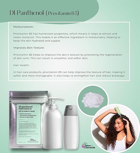 Miniatura 3 de Provitamina B5 en polvo dl-pantenol DIY pantenol solución de pantenol y pantenol para el cabello y la piel hidratante (1 onza 0.99 oz)