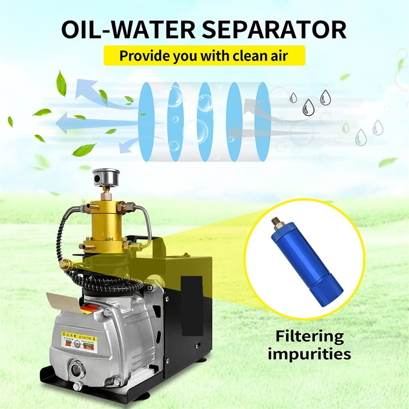 VChics TXES031 4500Psi 300Bar 30MPpa Compressore d'Aria Elettrico PCP Pompa ad Alta Pressione Serbatoio di gonfiaggio Bottiglia da Immersione
