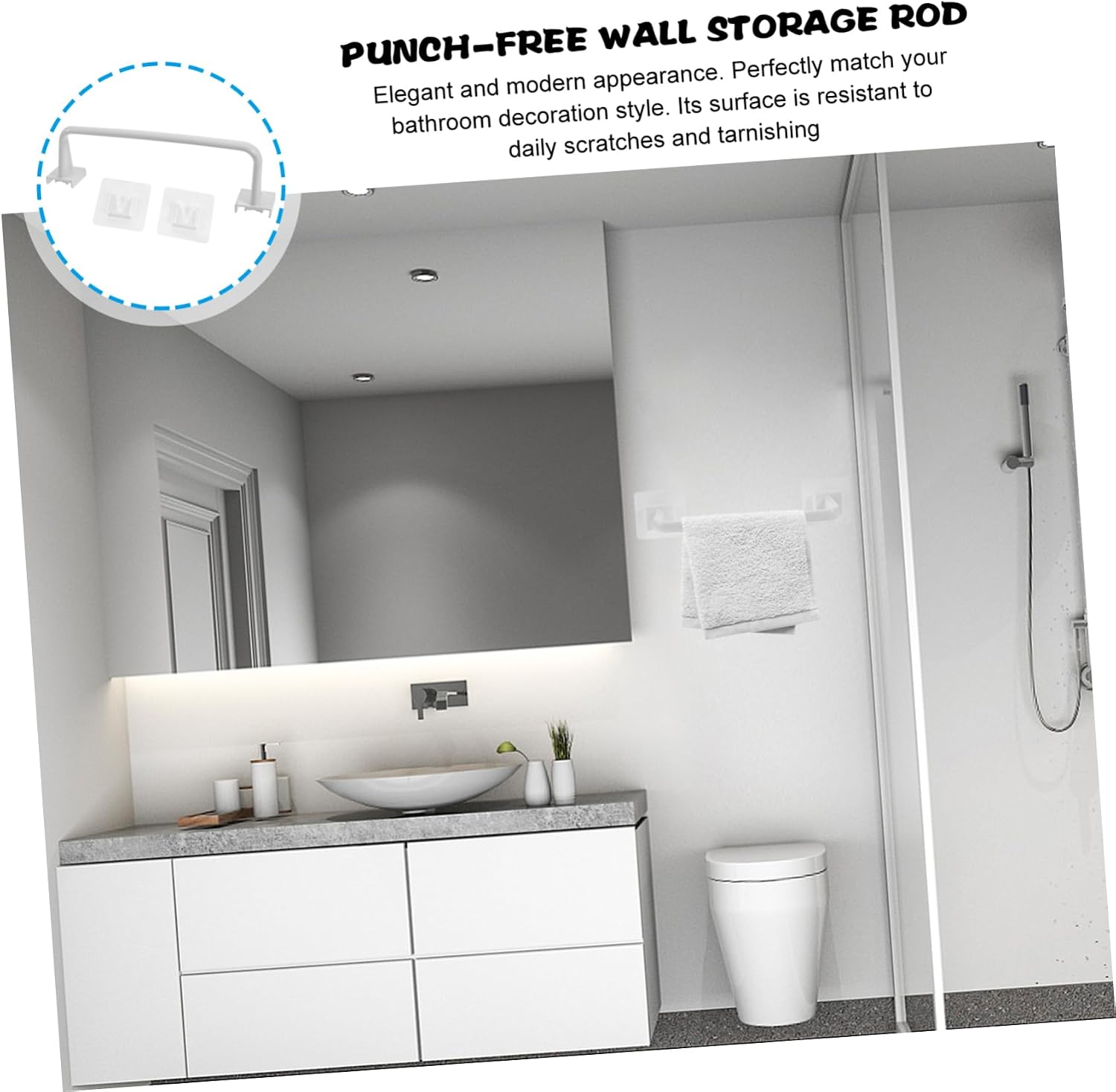 Bathroom Towel Rack Self Adhesive Towel Holder for Wall Mount Design Material Easy Installation for Bathroom Kitchen Bedroom Decor