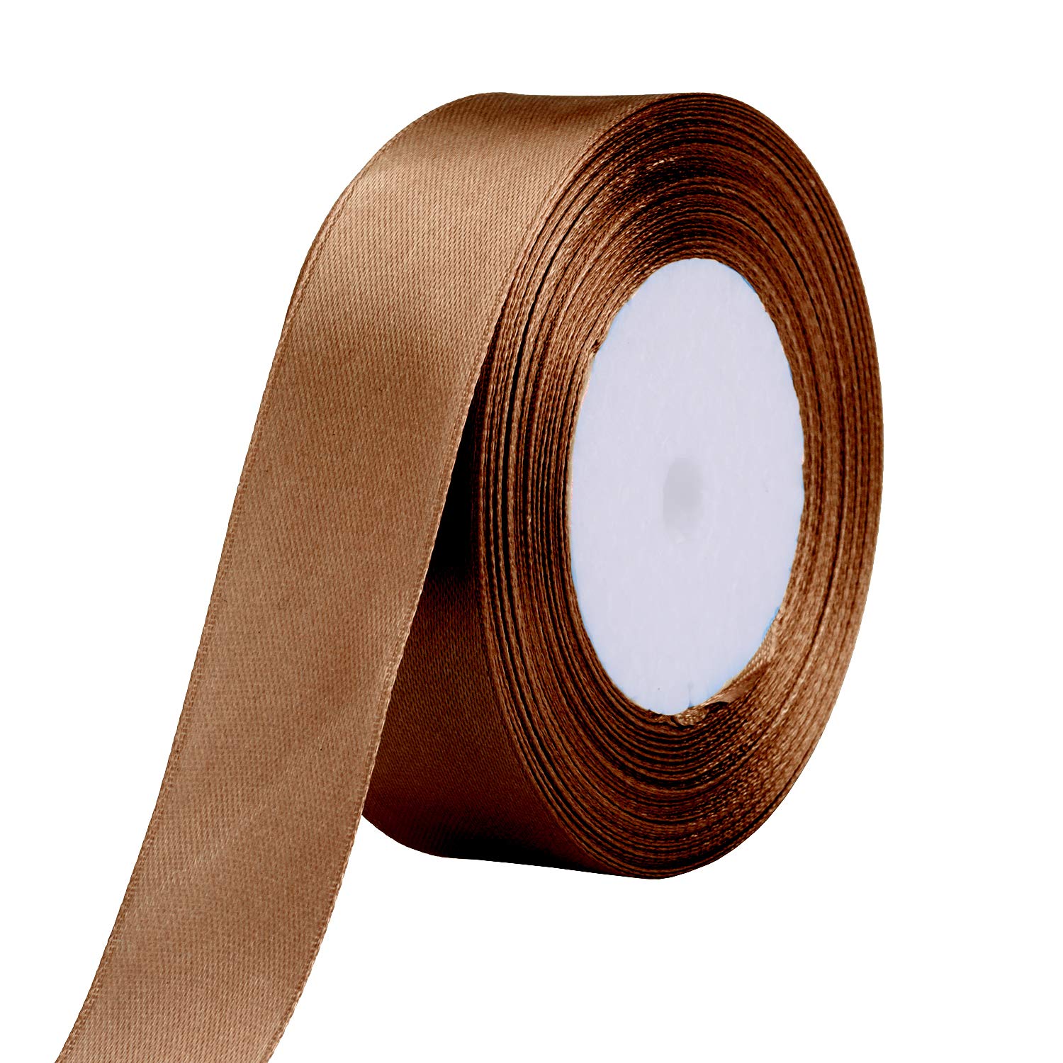 WedDecor Brown Ribbon for Gift Wrapping, 50mm x 25 Metres Double Sided Polyester Satin Ribbon Roll for Christmas, Wedding, Crafting, Sewing, Hair Bow, Birthday Cake Decoration — image 1