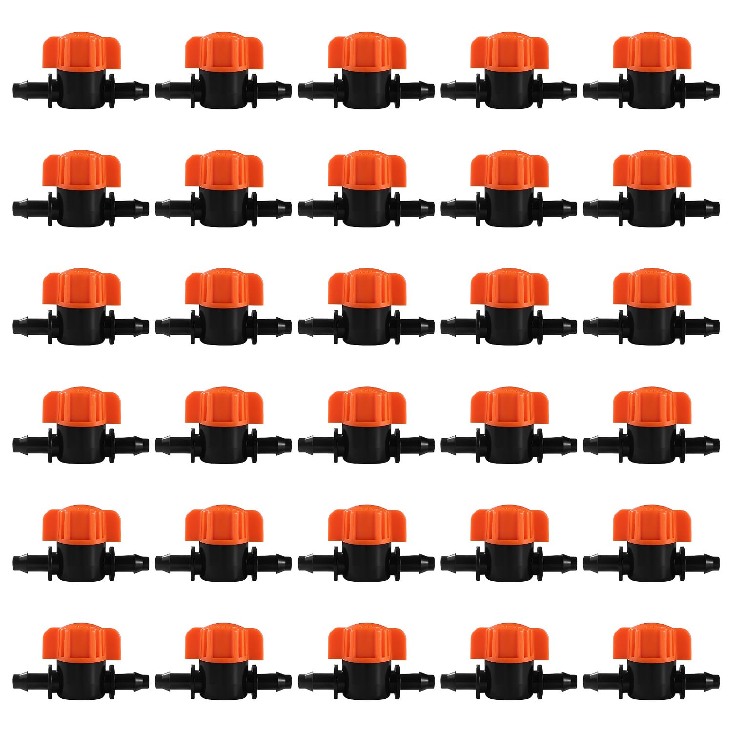 VooGenzek 30 PCS Barb Connector Switch, Drip Irrigation Barb Shut Off Valve, Barbed Water Flow Control Valve, for 4mm/7mm 1/4-Inch Tubing