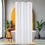 Linge de douche en tissu lavable blanc,Linge douche imperméable à l'eau 72 x 72 inch Hôtel Qualité Salle de bain Rideau de douche avec crochets Rideaux de douche à sec rapide pour salle de bains