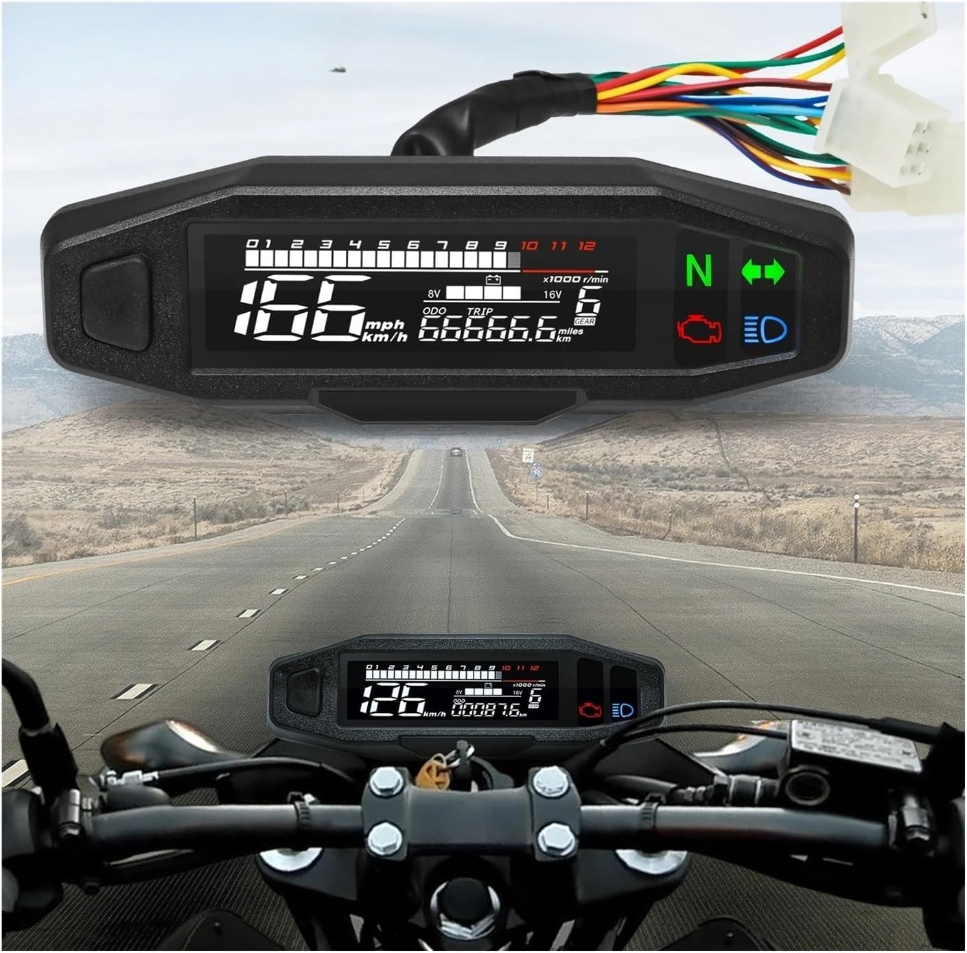 Motorcycle Speedometer Gauge Motorcycle Dashboard Tachometer Display Tachometer Digital Meters Instrument Cluster Turn Signal Light Indicator Universa