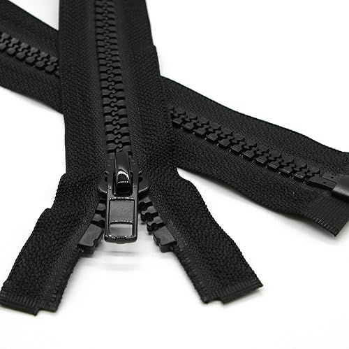 Miniatura 4 de Leekayer 2 cremalleras separadas #5 de 28 pulgadas para coser abrigos, chaquetas, 28.0in, cremallera de plástico moldeado negro a granel (28