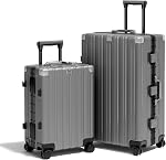 Krute Carry On Luggage PC+ABS Luggage Aluminum Frame Zipperless Lightweight Hardshell Suitcase with TSA Lock Spinner Wheels 20 Inch Black
