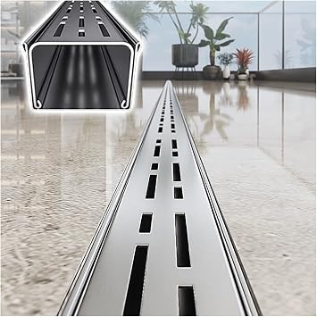 YLLFFLL Modular Slim Channel Drain Stainless Steel Pool Deck, Heavy Duty Outdoor Shallow Trench Drain with Removable Grate, Slot Drain Channel Connect Linear Drains10 pcs,W x H - 4x2