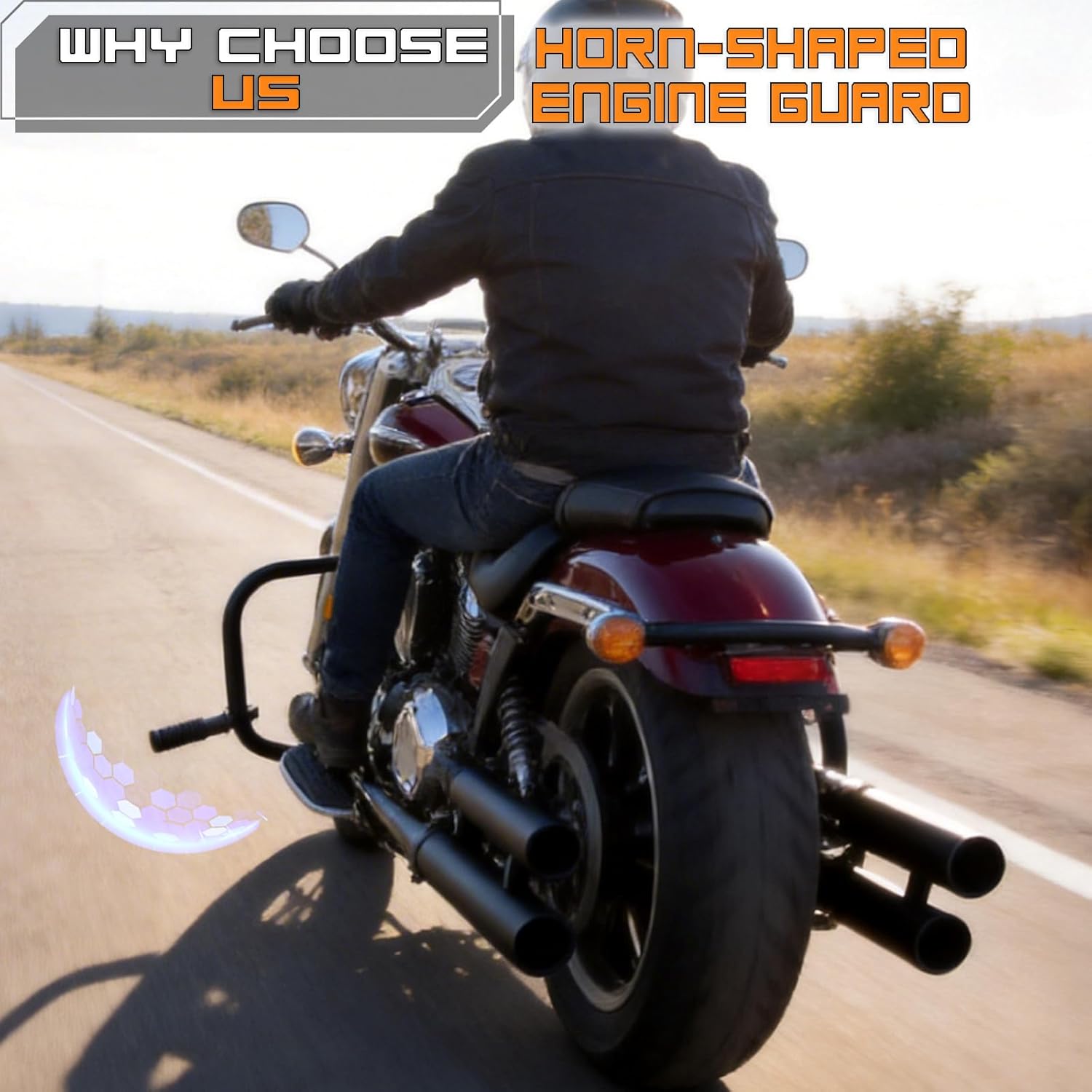 Crash Bar Classic Engine Guard Highway Freeway Bar Compatible with Yamaha V-Star Vstar XVS 950 XVS950 Tourer 09-17 (Black)