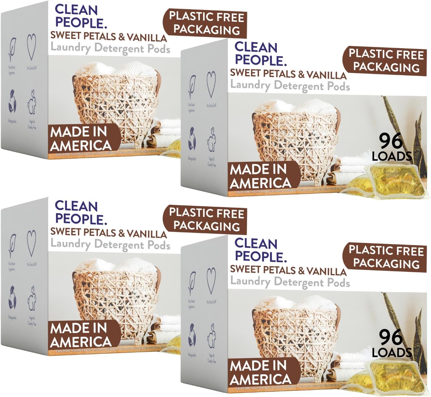 The Clean People Laundry Detergent Pods - Hypoallergenic Laundry Pods - Ultra Concentrated, Recyclable Packaging, Stain Fighting - Sweet Petals & Vanilla, 384 Pack