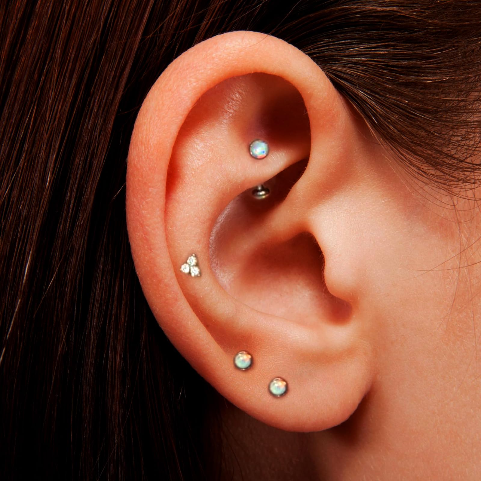 G23 tytan zakrzywiony brzana dym pionowy labret do ust Tragus Labret Daith kolczyk do brwi wąż oczy kolczyk srebrny opal 6 mm / 8 mm / 10 mm 16 g banan brzuch bar piercing brwi