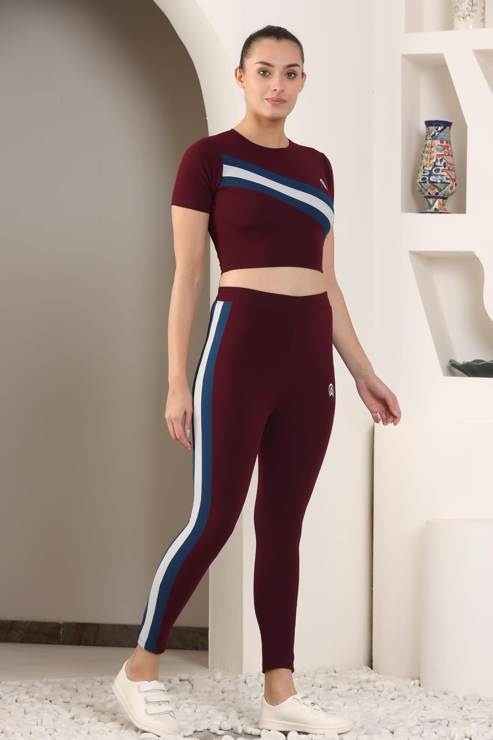 Zicada Women's Top & Bottom Set Gym Wear | Jogging Wear | Sports Running Suits For womens (XXL, Maroon) 1