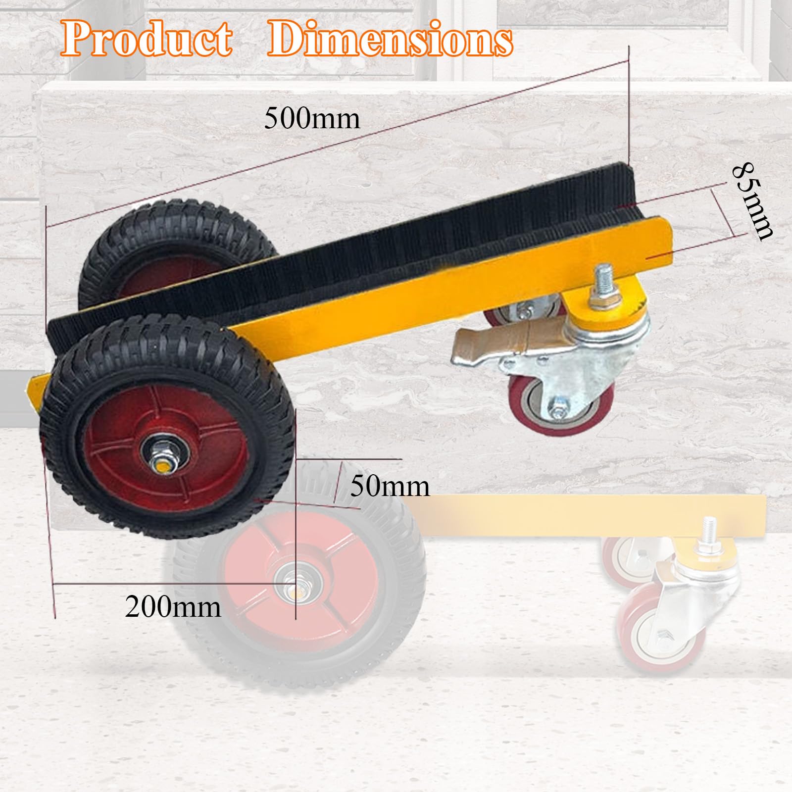 Plattenroller Plattenklemmwagen bis 500kg 200mm Klemmlänge 85mm Klemmbreite, Plattenkarren Transportwagen 4 Rad, Plattenwagen zum Transport von Holzplatten, Türen, Fenster u.v.m. mit Vollrad