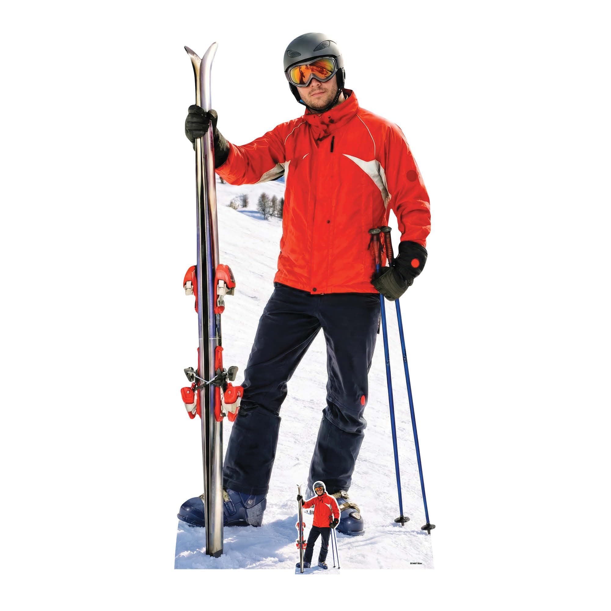 Star Cutouts SC4887 Skier Cutout Cardboard Cutout Height 185cm - For Winter Olympics Fans, Ski & Snowboard Theme Displays & Winter Sports Enthusiasts