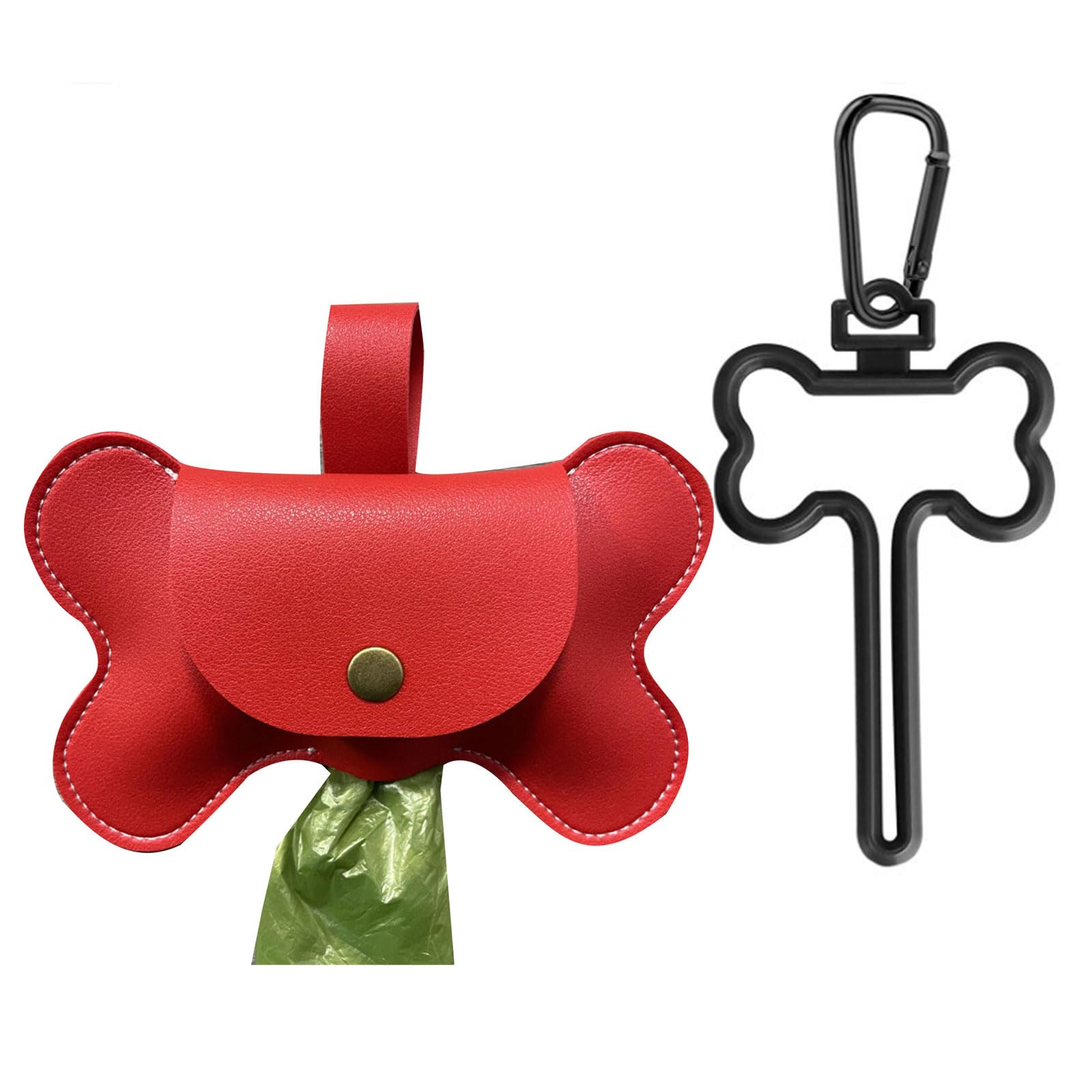 BaoFufc Portable Dog Poop Bag Dispenser With Leash Hook Puppy Waste Bag Leathers Dispenser For Puppy Walking Outdoor Pet Supply Dog Poop Bag Holder Dog Poop Bag Dispenser, Red