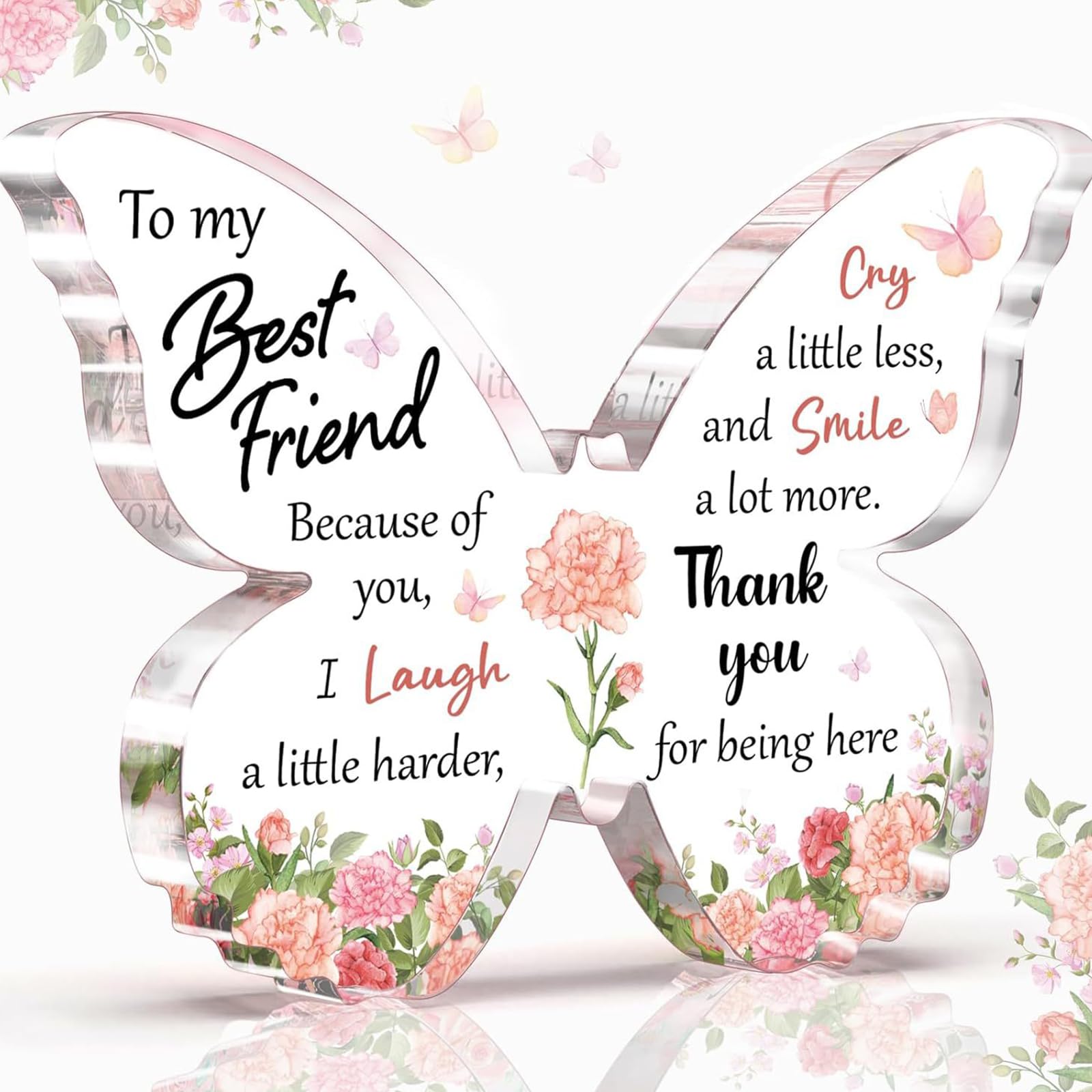 Friendship Gifts for Women -Acrylic Butterfly Friendship Plaques for Best Friend Famale Sister Colleague on Christmas, Anniversaries and Birthday Presents