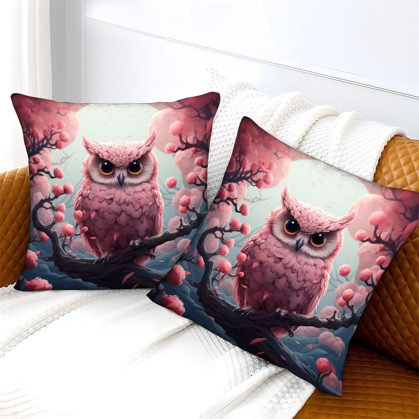 Copricuscini con gufo stampato in 3D, quadrati, decorativi, super
