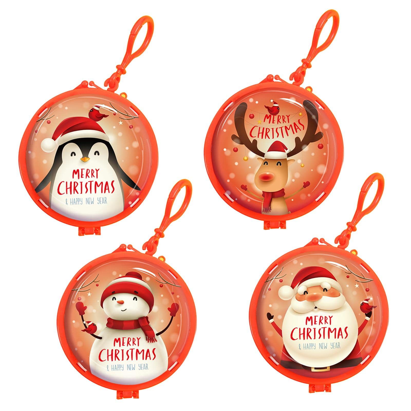 4 Pieces Coin Key Holder Christmas Coin Purse for Table Bedroom for Children Round-image-22