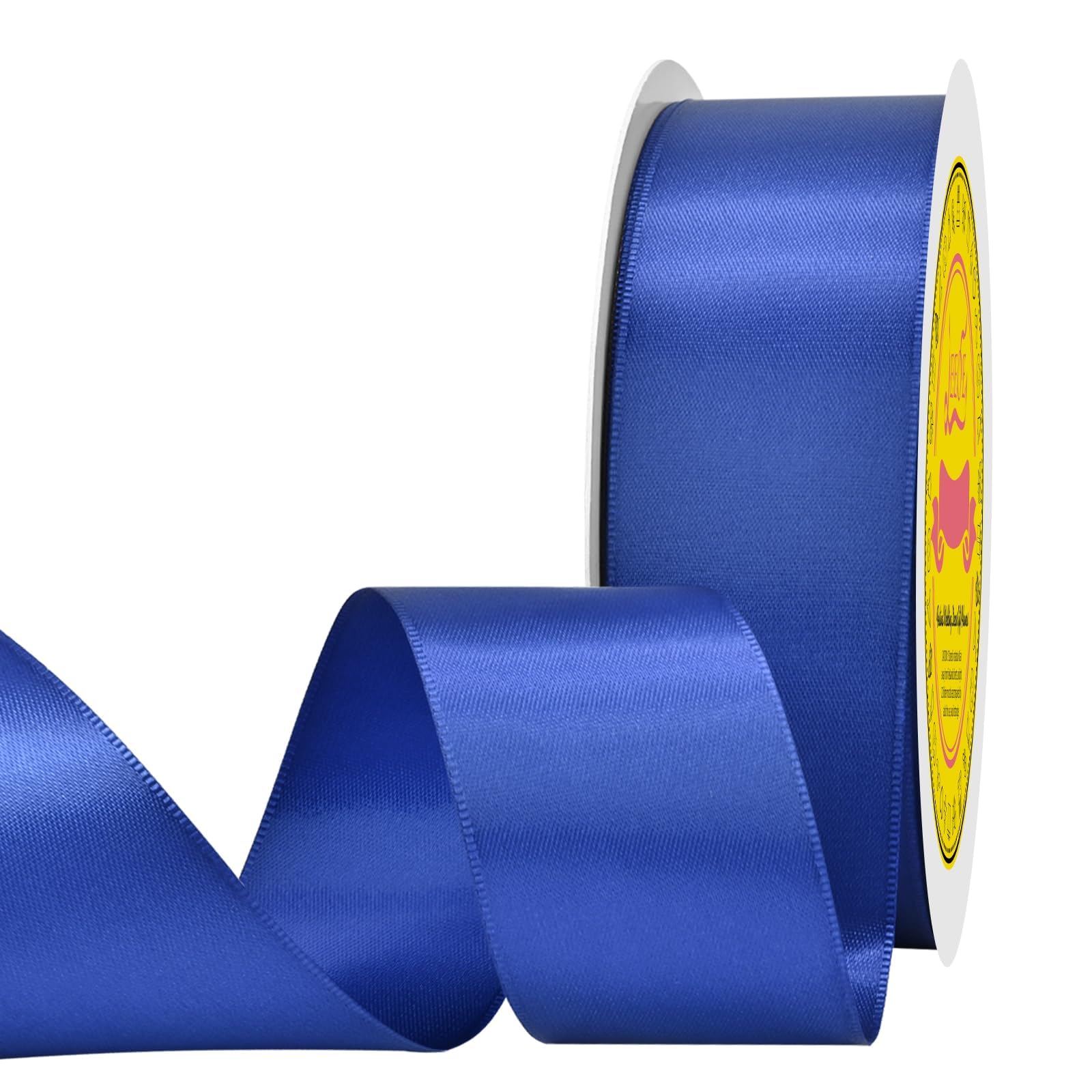 Double Face Cobalt Blue Satin Ribbon 1-1/2 inch X 50 Yards Polyester Cobalt Blue Ribbon for Gift Wrapping Very Suitable for Weddings Party Hair Bow Invitation Decorations and More